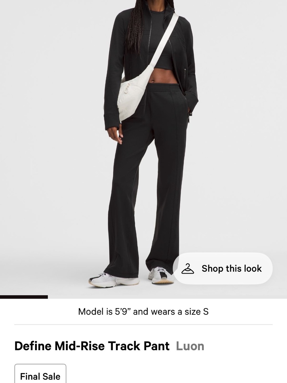 lululemon athletica Black Track Pant — Mid-Rise Straight Leg